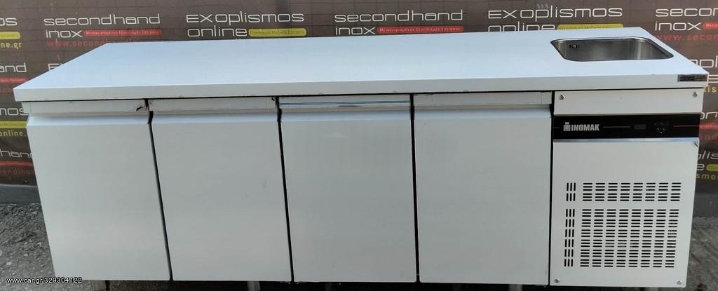 Ψυγείο Πάγκος Συντήρηση με 4 Πόρτες και 1 Γούρνα 33,5 x 33,5 cm – 571 L – 224,2 x 70 x 87,3 cm – INOMAK PNHPT9999
