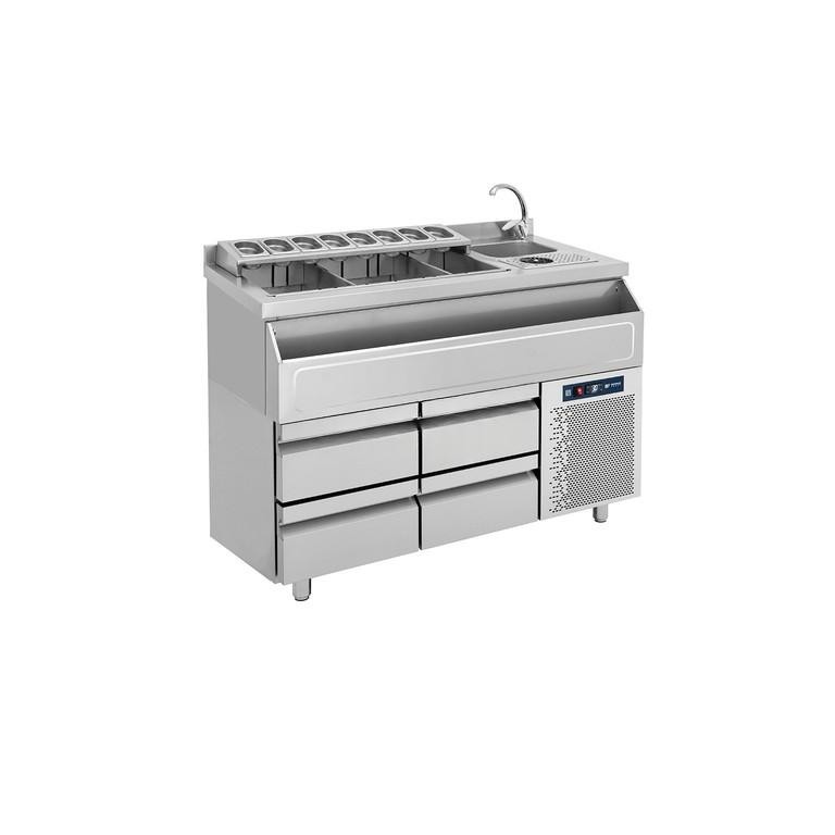 Bar Station με Ψυγείο και 4 Συρτάρια – 139 x 70 x 88 cm – BAMBAS BRST-PS139