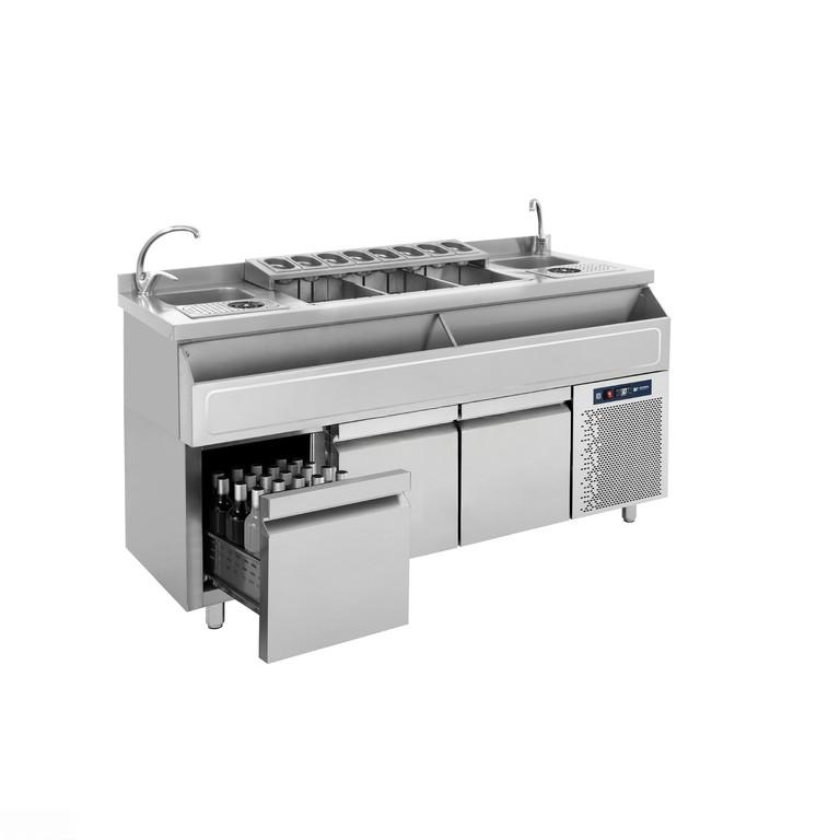 Bar Station για 2 Πόστα με Ψυγείο και 3 Συρτάρια - 185 x 70 x 88 cm - BAMBAS BRST-PSS 185