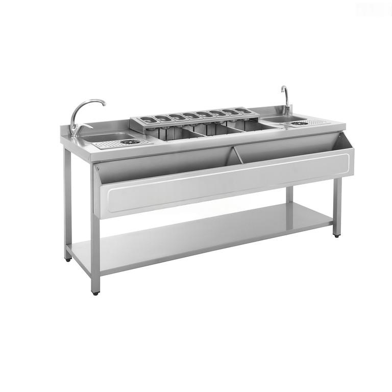 Bar Station Ανοξείδωτο με 2 Πόστα – 185 x 70 x 88 cm – BAMBAS BRST185