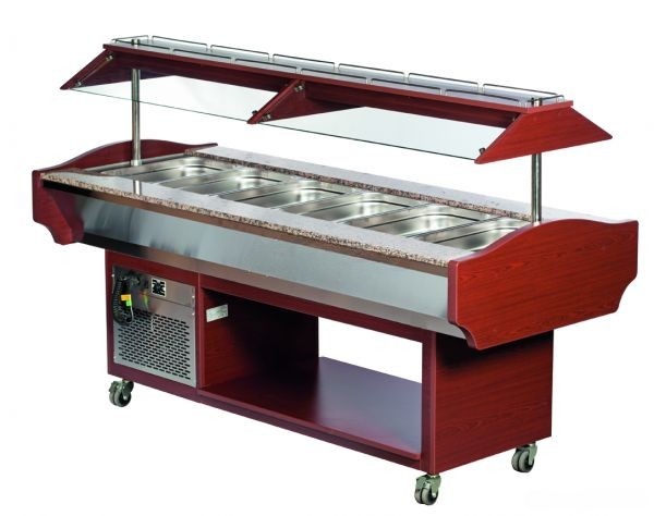 Βιτρίνα Μπουφέ Σαλατών Salad Bar Συντήρησης – 6 x GN 1/1 ή 12 x GN 1/2 – 215 x 90 x 87/132 cm